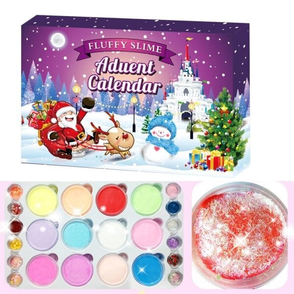 Joulukalenteri DIY Fluffy Slime Kit -kalenteri hinta ja tiedot | Tyttöjen lelut | hobbyhall.fi