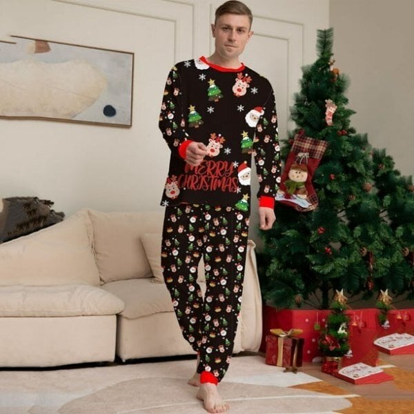 TIMIFIS Christmas Family Matching Pyjamat Naisten Puuvilla Jammies Miesten Vaatteet Yöasut pitkähihaiset Pjs perheille, pariskunnille - Vauvanpäivät hinta ja tiedot | Miesten kylpytakit ja pyjamat | hobbyhall.fi