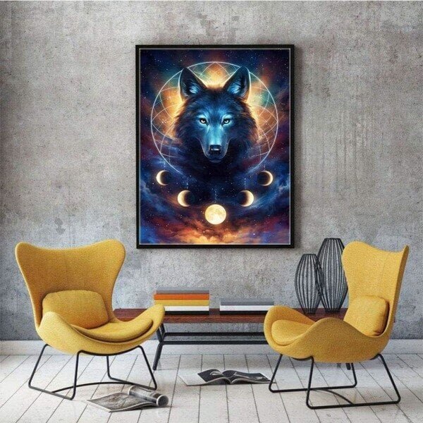 Wolf 5D Diamond Painting Kit jouluksi, Animals Moon Full Rhi hinta ja tiedot | Koristeet ja tarrat | hobbyhall.fi