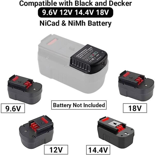 Vaihdettava laturi, joka on yhteensopiva Black & Decker 9,6 V:n, 12 V:n, 14,4 V:n ja 18 V:n Nicad Nimh -akun kanssa, Hpb18-ope, Hpb18, Hpb14, Hpb12... hinta ja tiedot | Auton akkulaturit | hobbyhall.fi