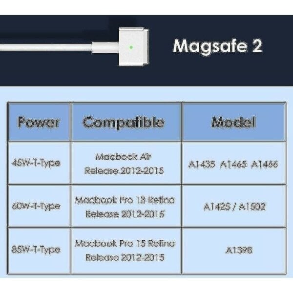 85w Magsafe 2 -virtalähde laturi Macbook Pro 13 15 tuuman Retina-eu hinta ja tiedot | Adapterit | hobbyhall.fi