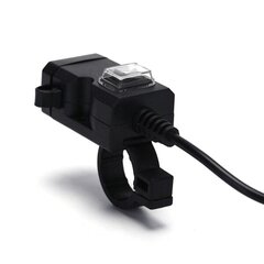 Vedenpitävä Dual USB 12V moottoripyörän ohjaustangon laturin liitäntä Black One Size hinta ja tiedot | Moottoripyörien lisätarvikkeet | hobbyhall.fi