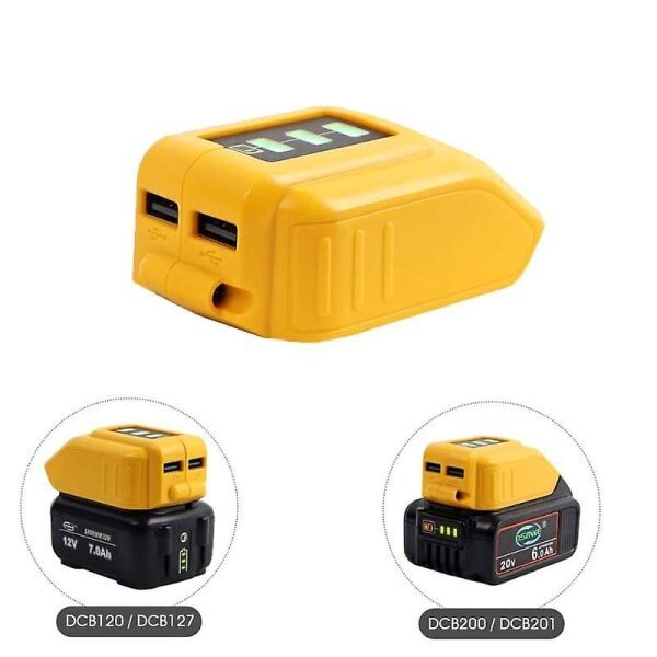 Sovitin USB laturi Yhteensopiva Dewalt 14.4v 18v 20v Li-ion Akkumuunnin Dcb090 USB laite Yhteensopiva Dewalt Lataus Dual USB[HhhK] hinta ja tiedot | Auton akkulaturit | hobbyhall.fi