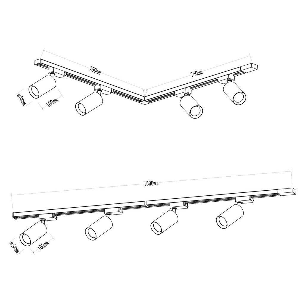 Kultainen Pipe Track -valaisin 4xGU10 1,5m hinta ja tiedot | Kattovalaisimet | hobbyhall.fi