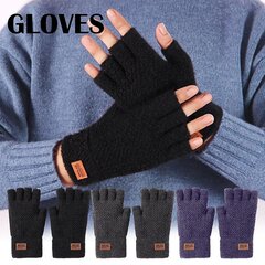 1Pair Alpaca Wool Fingerless käsineet Thermal Mens Knitted Half Finger Mittens-Musta hinta ja tiedot | Keittiötekstiilit | hobbyhall.fi