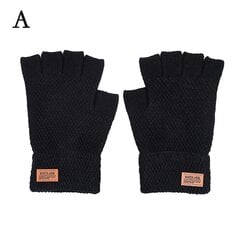 1Pair Alpaca Wool Fingerless käsineet Thermal Mens Knitted Half Finger Mittens-Musta hinta ja tiedot | Keittiötekstiilit | hobbyhall.fi