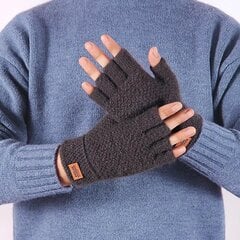 1Pair Alpaca Wool Fingerless käsineet Thermal Mens Knitted Half Finger Mittens-Grey hinta ja tiedot | Keittiötekstiilit | hobbyhall.fi