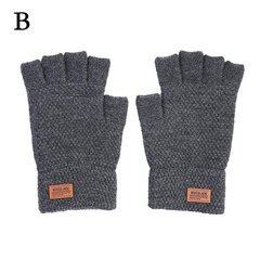 1Pair Alpaca Wool Fingerless käsineet Thermal Mens Knitted Half Finger Mittens-Grey hinta ja tiedot | Keittiötekstiilit | hobbyhall.fi