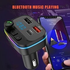 Auton Bluetooth FM-lähetin, Auton Bluetooth-sovitin, Radio MP3 -soitin, 2 USB-porttia 5V/3A, 20W QC3.0+Type C PD Nopea auton laturi, Handsfree-auto hinta ja tiedot | Kaiuttimet | hobbyhall.fi