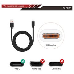 Type-C-laturikaapeli USB C -pikalatausjohto Flip 5 4 Pulse 4 Go3:lle (musta) hinta ja tiedot | Kaapelit ja adapterit | hobbyhall.fi