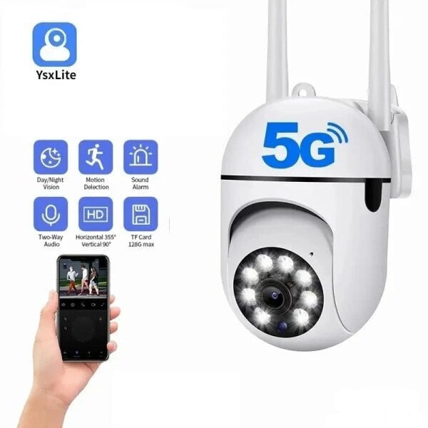 5G WiFi -valvontakamerat IP-kamera HD 1080P IR Full Color Night Vision Security Protection Motion CCTV Outdoor Camera 5G kamera ja 64GB hinta ja tiedot | Valvontakamerat | hobbyhall.fi