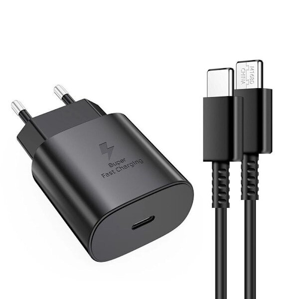 Pikalaturi 45 W Samsung USB-C + 2M USB-C kaapeli - EU - Musta 45 W Pikalataus hinta ja tiedot | Paristolaturit | hobbyhall.fi