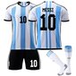 Argentinas Herrlandslag Fotbollströja Hemmamatch Messi #10 Fotbollströja T-paita Shortsit Setti 3 Delar För Barn Vuxna Kids 26(140-150cm) hinta ja tiedot | Jalkapallovaatteet ja -varusteet | hobbyhall.fi