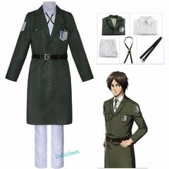 Attack On Titan Cosplay Levi-asu Shingek Ei Kyojin Scouting Legion Soldier -takki Trenditakki Miesten halloween-asu - täydellinen koko setti XL hinta ja tiedot | Naamiaisasut | hobbyhall.fi