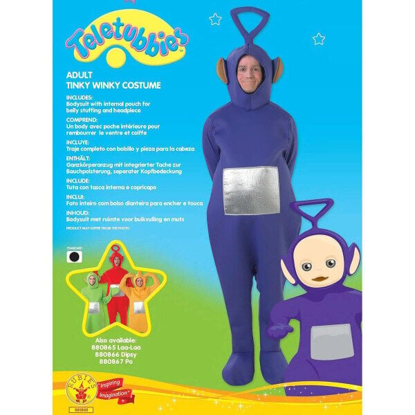 Tinky Winky Teletapit Adult Fancy Dress Polttarit puku punainen 180cm hinta ja tiedot | Naamiaisasut | hobbyhall.fi