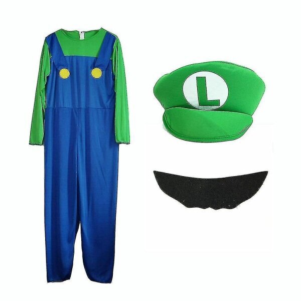 Super Mario Bros Unisex aikuisten ja lasten cosplay-asut miesten Luigi M hinta ja tiedot | Naamiaisasut | hobbyhall.fi