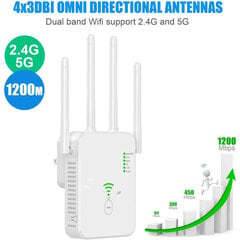 WiFi-toistin 1200 Mbps, WiFi-signaalin vahvistin, kaksitaajuinen 2,4 GHz ja 5 GHz WiFi-verkkolaajennus pitkällä hinta ja tiedot | Kannettavien tietokoneiden lisätarvikkeet | hobbyhall.fi