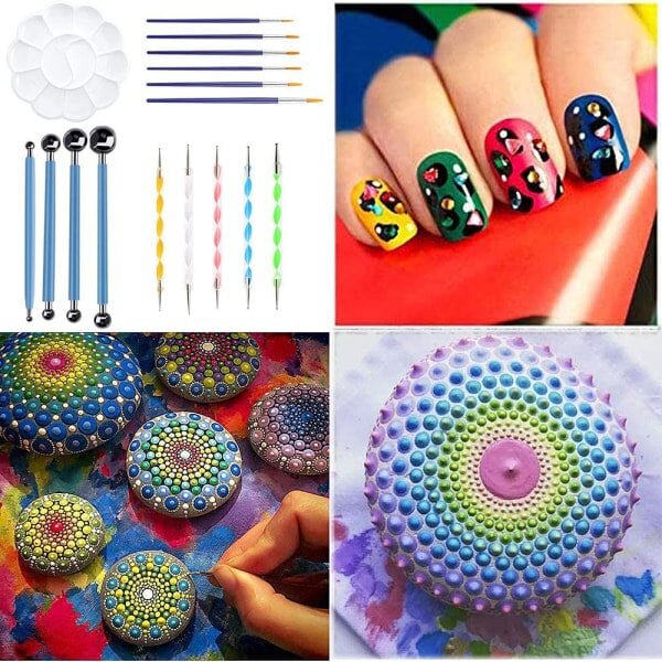 16 kpl/setti Mandala Dotting Tool Painting Rock Art Pen hinta ja tiedot | Koristeet ja tarrat | hobbyhall.fi