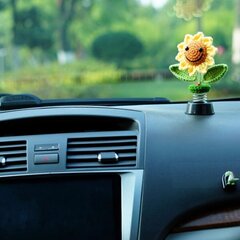 Auringonkukka Autotarvikkeet Kojelautakoristeet, Virkattu hymiö Shaking Sunflowers Bobblehead Dashboard -autokoriste naisille, Söpölle tytölle... hinta ja tiedot | Lisätarvikkeet autoiluun | hobbyhall.fi