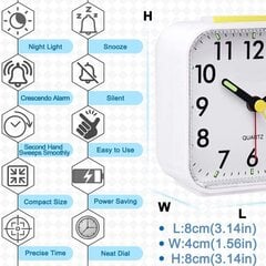 Hiljainen herätyskello Paristokäyttöinen Tikittämättömät yökellot Suuri näyttö Makuuhuoneen peruskello Torkku yövalotoiminto Helppolukuinen Käyttö hinta ja tiedot | Kelloradiot ja herätyskellot | hobbyhall.fi