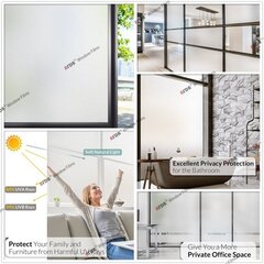 Himmeä Privacy Window Film Lasimaalaus UV Solar Staattiset tarttumattomat kiinnikkeet kodin koristeisiin aurinkosuoja-ikkunatarrat I 60X100 CM hinta ja tiedot | PVC-ikkunat | hobbyhall.fi