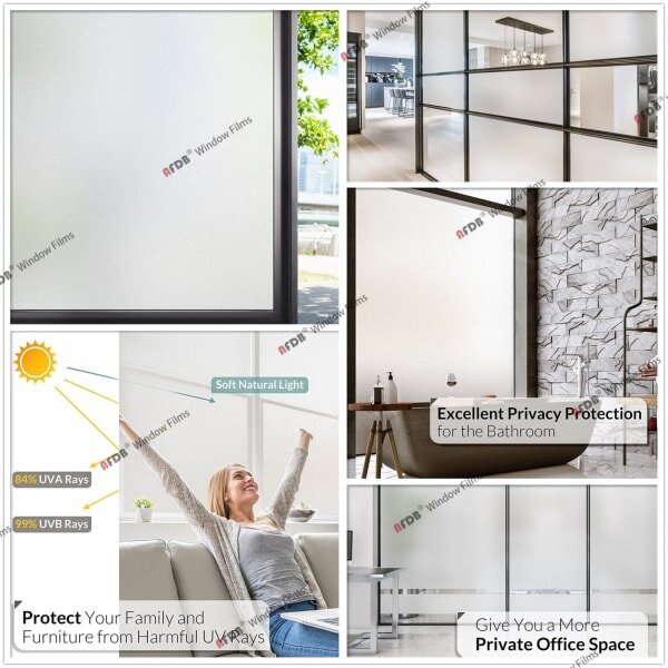 Himmeä Privacy Window Film Lasimaalaus UV Solar Staattiset tarttumattomat kiinnikkeet kodin koristeisiin aurinkosuoja-ikkunatarrat I 60X100 CM hinta ja tiedot | PVC-ikkunat | hobbyhall.fi