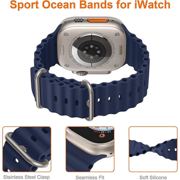 Pack Ocean Band yhteensopiva Apple Watch Ultra Band 49mm 45mm 44mm 42mm Iwatch Series 8 -vaihtorannekkeen kanssa hinta ja tiedot | Älykellojen ja aktiivisuusrannekkeiden lisätarvikkeet | hobbyhall.fi