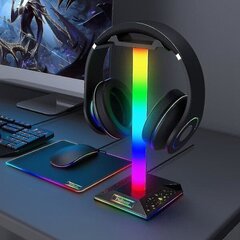 RGB pelikuuloketeline Kaksi USB-porttia Kosketusohjausvalonauha Pöytätietokoneen pelikuulokkeiden pidikkeen ripustin hinta ja tiedot | Pelikonsolitarvikkeet | hobbyhall.fi