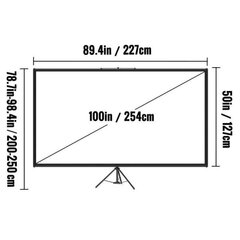 Projektori jalustalla VEVOR 100" - 16:9 HD - 4K - 160° - Polyesteri - Alumiiniseos hinta ja tiedot | Projektorit | hobbyhall.fi