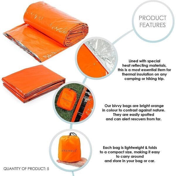 4x Outdoor Emergency Thermal Vedenpitävä Makuupussi Camping Survival Bivvy Sack hinta ja tiedot | Puutarhakalusteet | hobbyhall.fi