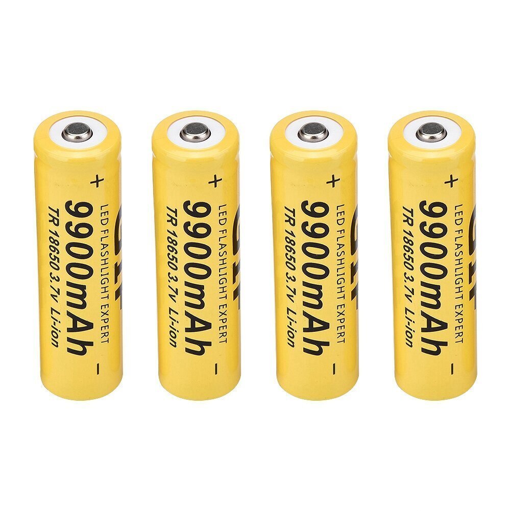 4 kpl Taskulamppu Akku GIF 9900mAh 18650 Ladattava Akku Keltainen hinta ja tiedot | Kannettavien tietokoneiden lisätarvikkeet | hobbyhall.fi