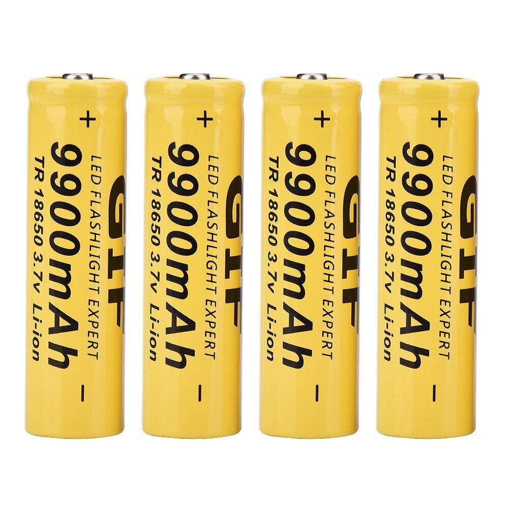 4 kpl Taskulamppu Akku GIF 9900mAh 18650 Ladattava Akku Keltainen hinta ja tiedot | Kannettavien tietokoneiden lisätarvikkeet | hobbyhall.fi