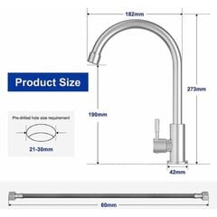 Kylmävesihana keittiöön mutterilla ruostumatonta terästä 304, hinta ja tiedot | Muut huonekalutarvikkeet | hobbyhall.fi