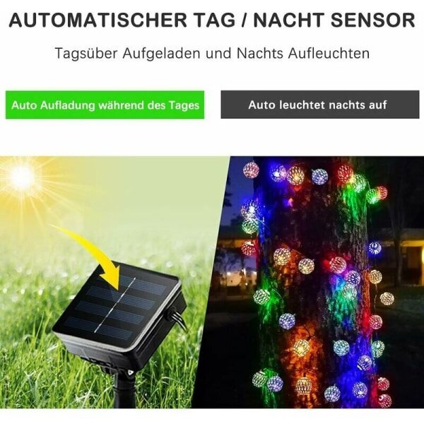 Outdoor Indoor Marokon aurinkovalot, 7M LED kultaiset ontot valot ulkokäyttöön 50s, 8 tilaa vedenpitävät puutarhavalot (valmis... hinta ja tiedot | Joulukoristeet | hobbyhall.fi