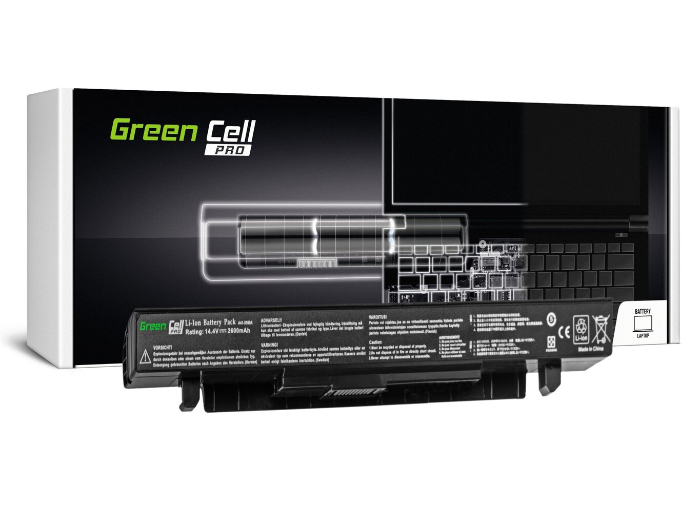 Green Cell PRO Laptop Battery A41-X550A for A450 A550 R510 R510CA X550 X550CA X550CC X550VC 2600mAh hinta ja tiedot | Kannettavien tietokoneiden akut | hobbyhall.fi