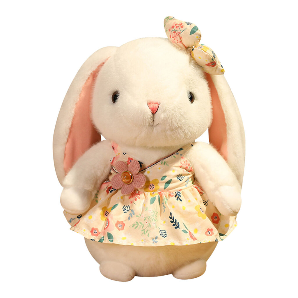 Bunny Pehmolelu Pehmeä Mukava Pehmo Kangas Täyte PP Puuvilla Valkoinen Pupunukke kukkahameella Keltainen 40cm/15.7in hinta ja tiedot | Lasten nojatuolit ja säkkituolit | hobbyhall.fi