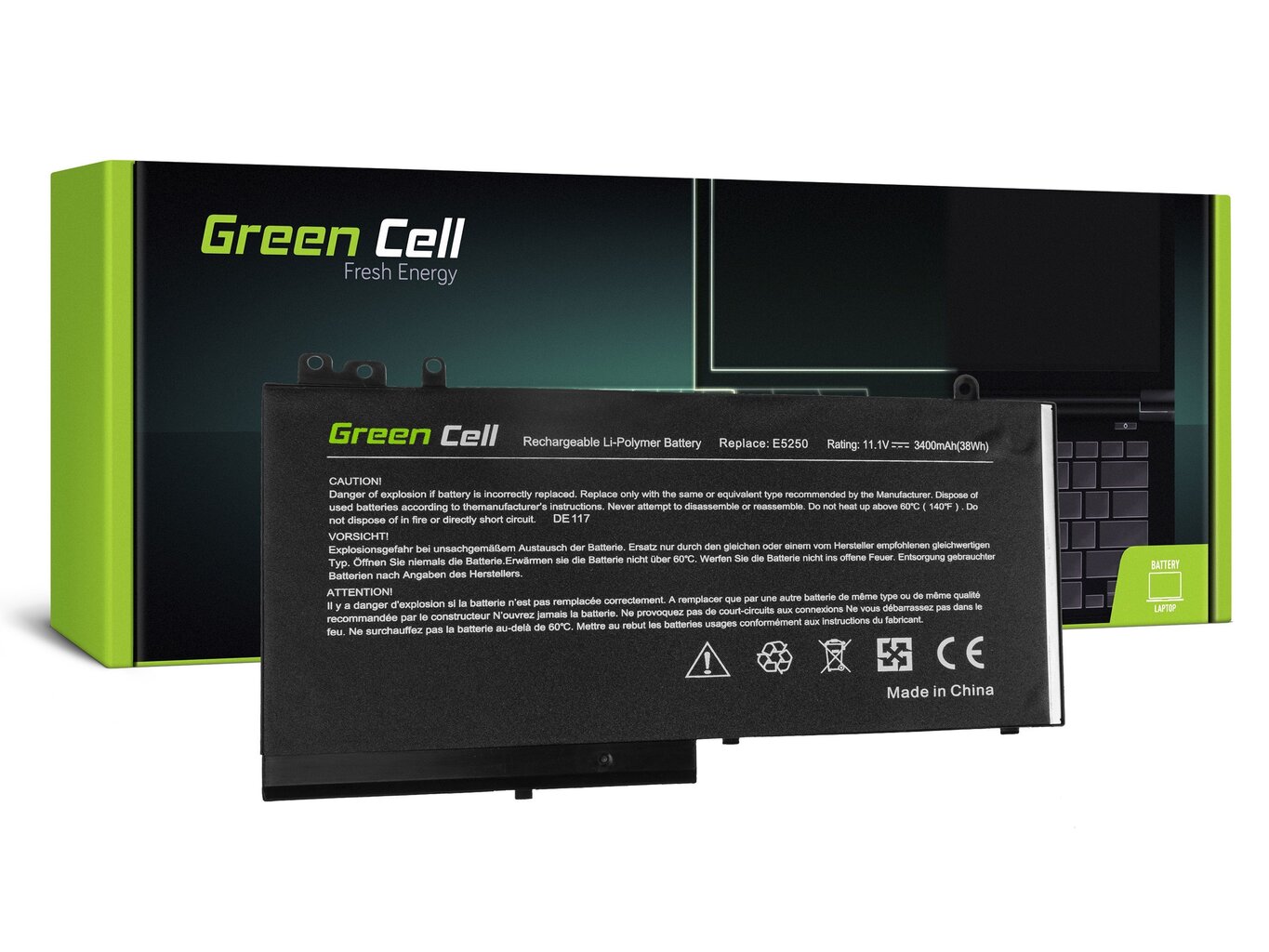 Kannettavan tietokoneen akku Green Cell Laptop Battery for Dell Latitude 11 3150 3160 12 E5250 E5270 hinta ja tiedot | Kannettavien tietokoneiden akut | hobbyhall.fi