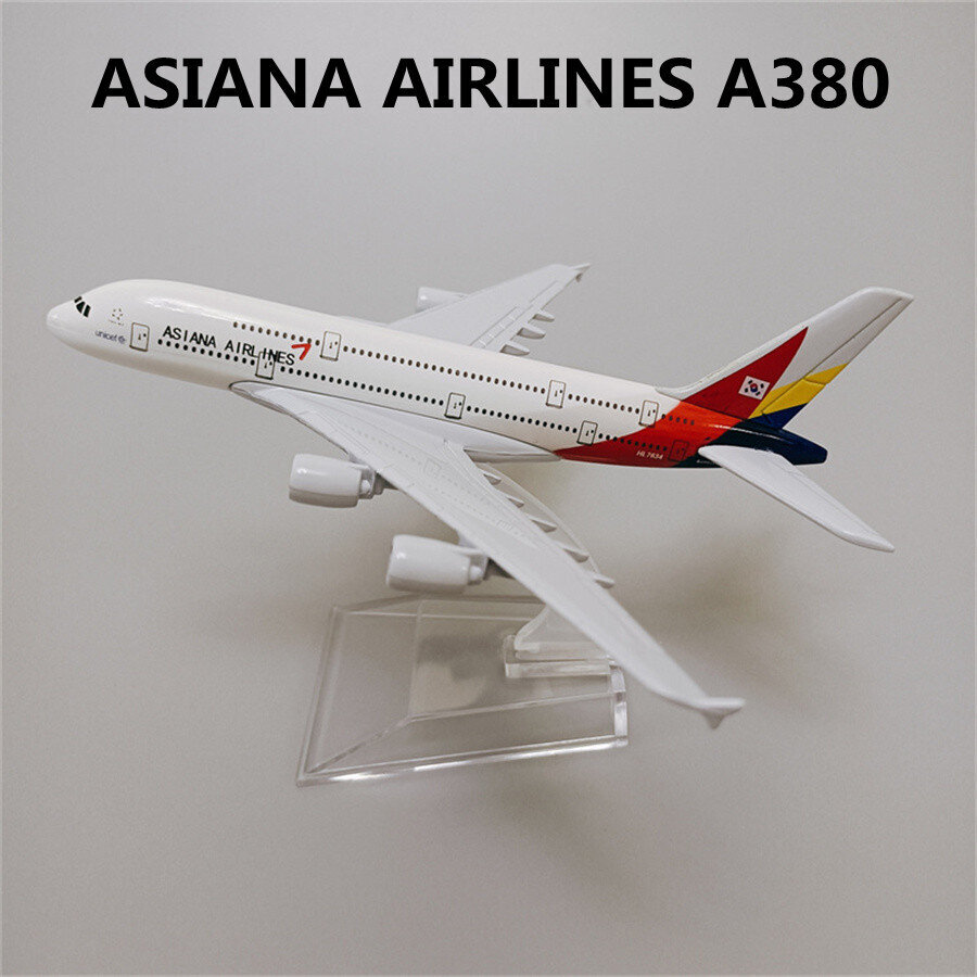 16 cm Korea Air Korean Asiana Airlines A380 Airbus 380 Airways Metal Alloy s 1:400 Scale Diecast Lentokonemalli Lentokone hinta ja tiedot | Pienoismallit | hobbyhall.fi