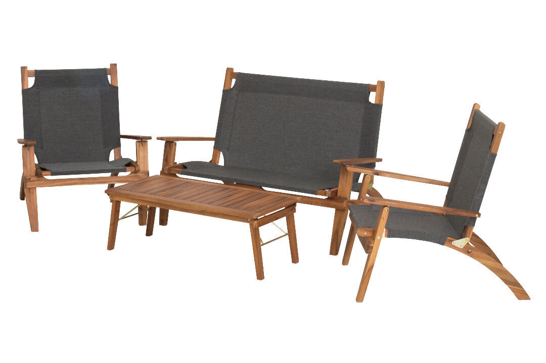 4Living Mekong -oleskeluryhmä, sis. pöytä, sohva ja 2 tuolia, ruskea-musta hinta ja tiedot | Puutarhakalusteet | hobbyhall.fi