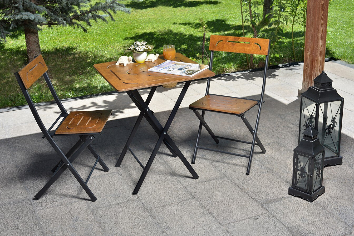 Ulkokalusteet Kalune Design Bistro Set 3, ruskea/musta hinta ja tiedot | Puutarhakalusteet | hobbyhall.fi