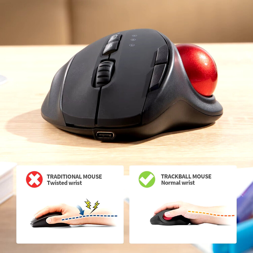 2.4G+Bluetooth Trackball Mouse Ladattava pelihiiri Macille WindowsCreative Professional CAD-piirustuspelihiiret hinta ja tiedot | Hiiret | hobbyhall.fi