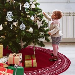 Joululahjapaita, 122 cm Neulottu joululahjapaita lumihiutaleella Paksu joululahja maalaismainen lomakoristelu matto Toppper Tree Tree paita hinta ja tiedot | Isot matot | hobbyhall.fi