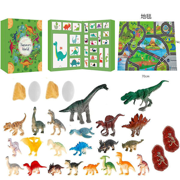 2024 Uusi joulukalenteri Lähtölaskenta Dinosaur Blind Box Tee itse arkeologinen dinosauruslelusarja Tyrannosaurus Rex matolla hinta ja tiedot | Isot matot | hobbyhall.fi