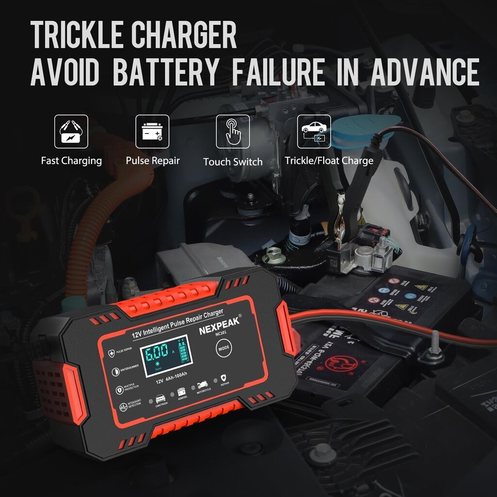 Auton akkulaturi, Smart Battery Trickle Charger 12V 6A autojen akun ylläpito desulfaattori lämpötilan kompensoinnilla hinta ja tiedot | Auton akkulaturit | hobbyhall.fi