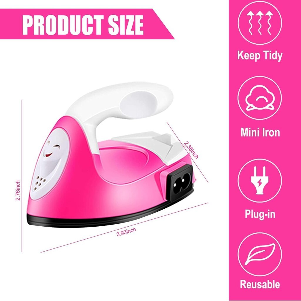 Mini Craft Iron Mini Iron Press, Mini Heat Press Machine T-paidat, kengät ja hatut, pienet lämmönsiirtovinyyliprojektit (ruusunpunainen) hinta ja tiedot | Vaatehöyrystimet | hobbyhall.fi