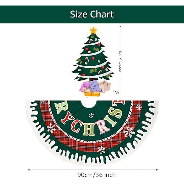 36 tuuman joulukuusen paita - lumihiutalekirjain vihreä puumatto kodin sisustuspeittopohja joulun uudenvuoden kiitospäiväjuhliin hinta ja tiedot | Isot matot | hobbyhall.fi