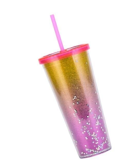 Kaksikerroksinen muovikuppi Luova paperikortti olkikuppi Sequin Water Cup hinta ja tiedot | Juomapullot | hobbyhall.fi