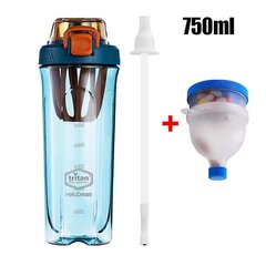 Tritan Shaker-pullo, jossa on olki Kannettava heraproteiinikuntosekoitin Blender Shaker juomakuppi Urheiluvesipullo 750ml hinta ja tiedot | Juomapullot | hobbyhall.fi