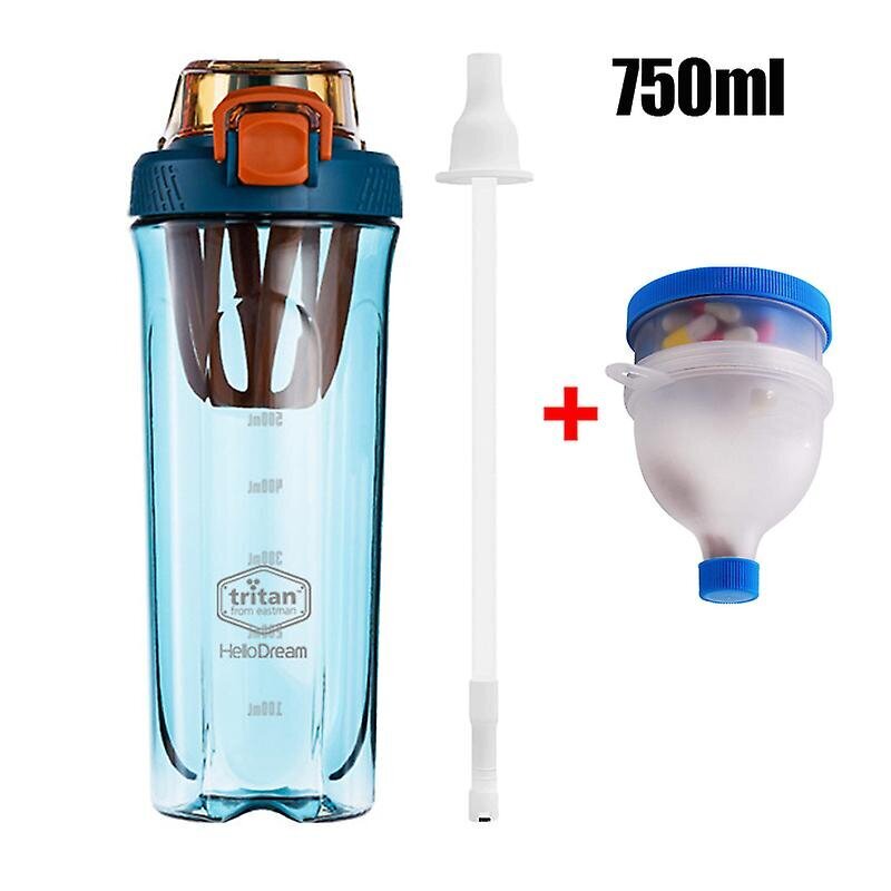 Tritan Shaker-pullo, jossa on olki Kannettava heraproteiinikuntosekoitin Blender Shaker juomakuppi Urheiluvesipullo 750ml hinta ja tiedot | Juomapullot | hobbyhall.fi