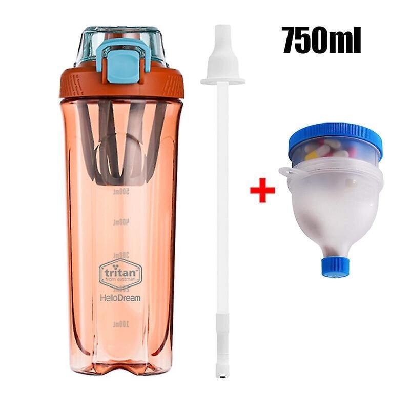 Tritan Shaker-pullo, jossa on olki Kannettava heraproteiinikuntosekoitin Blender Shaker juomakuppi Urheiluvesipullo 750ml hinta ja tiedot | Juomapullot | hobbyhall.fi